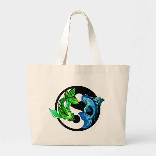 Yin-Yang Koi Design Grote Tote Bag (Voorkant)