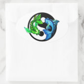 Yin-Yang Koi Design Ovale Sticker (Tas)