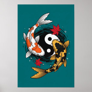Yin Yang Koi Fish - Japans Poster