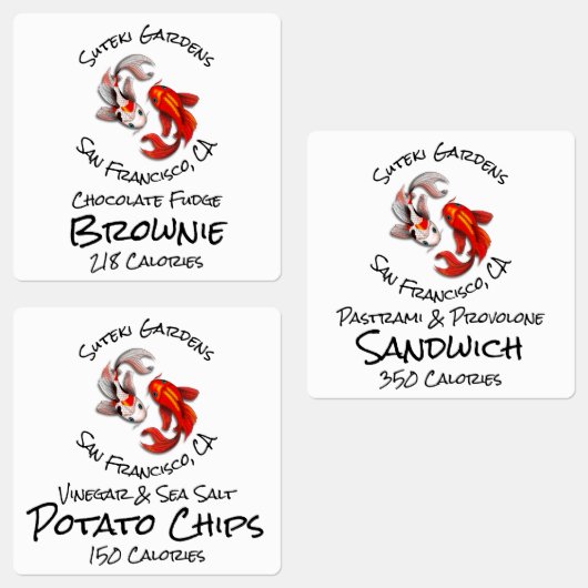 Yin Yang Koi Fish Logo Product Labels (Groep)