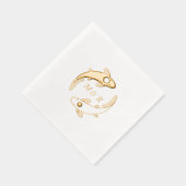 Yin-Yang Koi Fish Pair Monogram Initiaal Huwelijk Folie Servetten (Rechts)