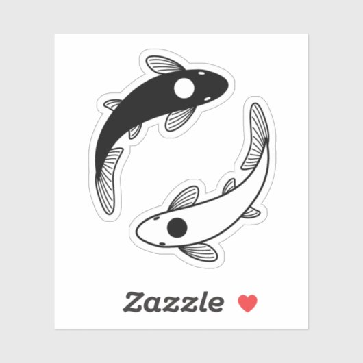 Yin Yang Koi Fish Sticker (Vel)