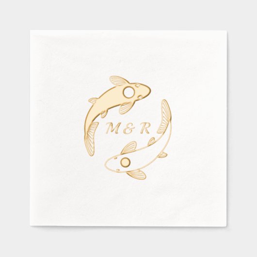 Yin-Yang Koi Paire de poisson Monogramme Mariage i (Recto)