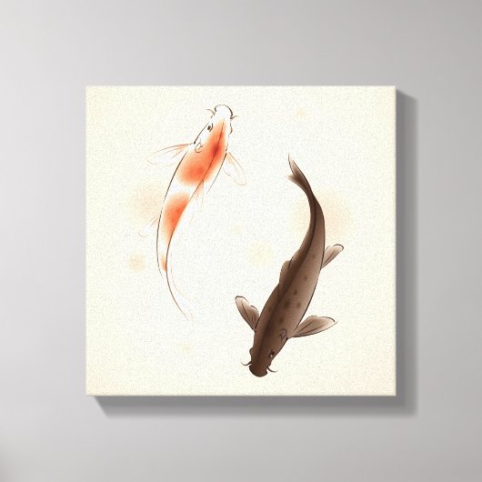 Yin Yang Koi viert in oosterse stijl Canvas Afdruk (Voorkant)