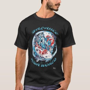 Yin Yang Koi Vis Balans Uw Wereld Zwart T-shirt