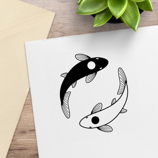 Yin-Yang Koi Vis Paar Rubberstempel