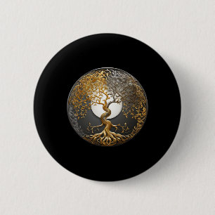 Yin Yang Levensboom Boeddhistische Taoïstische Sym Ronde Button 5,7 Cm