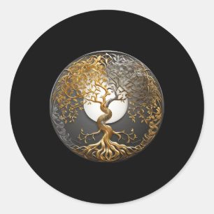 Yin Yang Levensboom Boeddhistische Taoïstische Sym Ronde Sticker