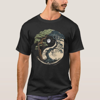 Yin Yang Levensboom op Boeddhistische Bonsai Boom T-shirt