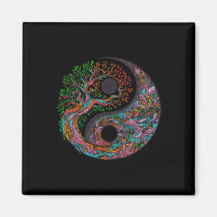 Yin Yang Levensboom Taoïstisch Symbool Yoga Medita Magneet