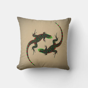 Yin Yang Lizards Brown Kussen