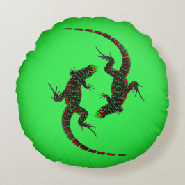 Yin Yang Lizards Rond Kussen