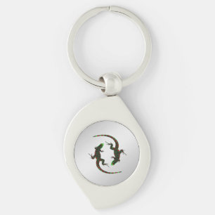 Yin Yang Lizards Silver Sleutelhanger