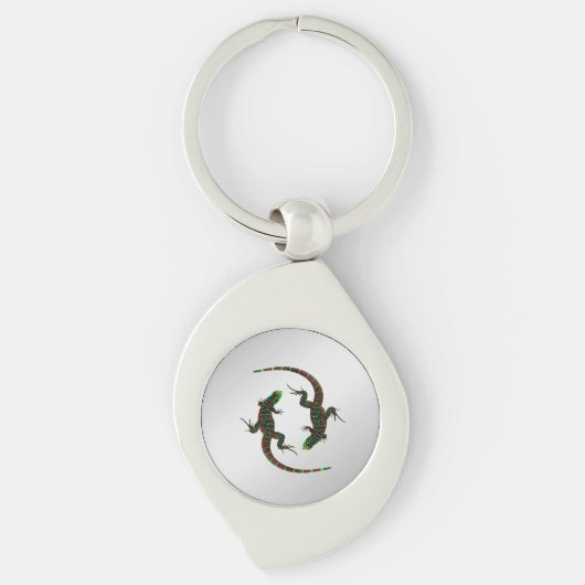 Yin Yang Lizards Silver Sleutelhanger (Voorkant)