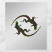 Yin Yang Lizards Silver Wijn Etiket (Enkel label)