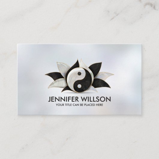 Yin Yang Lotosbloem - parel en zwart marmer Visitekaartje (Voorkant)