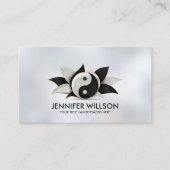 Yin Yang Lotus flower - parels en zwarte marmer Visitekaartje (Voorkant)