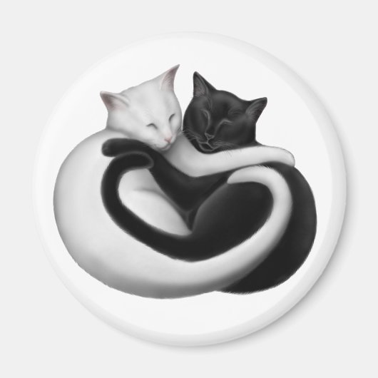 Yin Yang Love Cats Magnet Magneet (Voorkant)