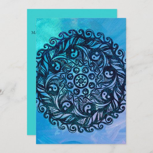 Yin Yang Mandala Natuur Floral Flower Mandalas Kaart (Voorkant / Achterkant)