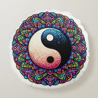 Yin Yang Mandala ontwerp Rond Kussen