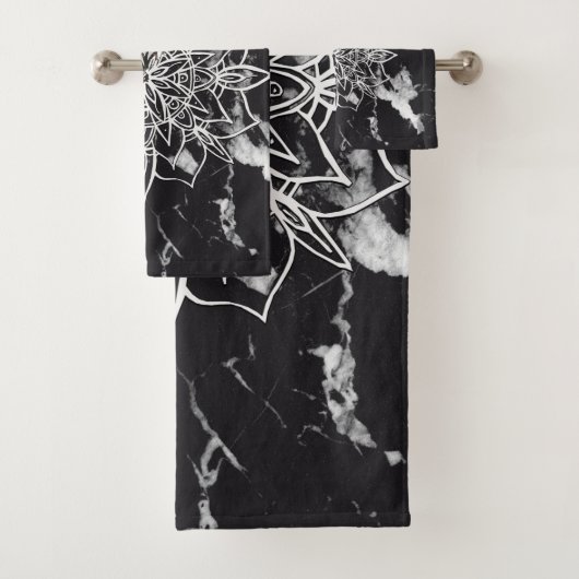 Yin Yang Mandala op Marmer #1 Bad Handdoek (Insitu)