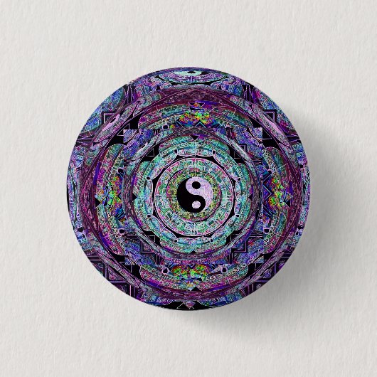 Yin Yang Mandala Paars Ronde Button 3,2 Cm (Voorkant)