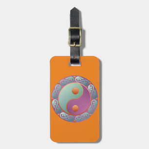 Yin Yang Medaillon Paars Turquoise Bagagelabel