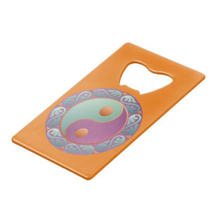 Yin Yang Medaillon Paars Turquoise Kredietkaart Flessenopener