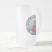 Yin Yang Medallion Violet Turquoise Matglas Bierpul (Voorkant rechts)
