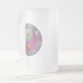 Yin Yang Medallion Violet Turquoise Matglas Bierpul (Voorkant links)