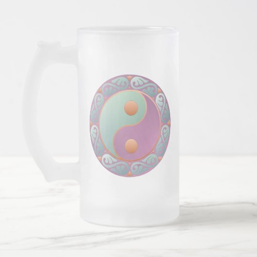 Yin Yang Medallion Violet Turquoise Matglas Bierpul (Links)