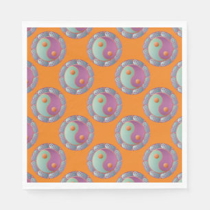 Yin Yang Medallion Violet Turquoise Servet