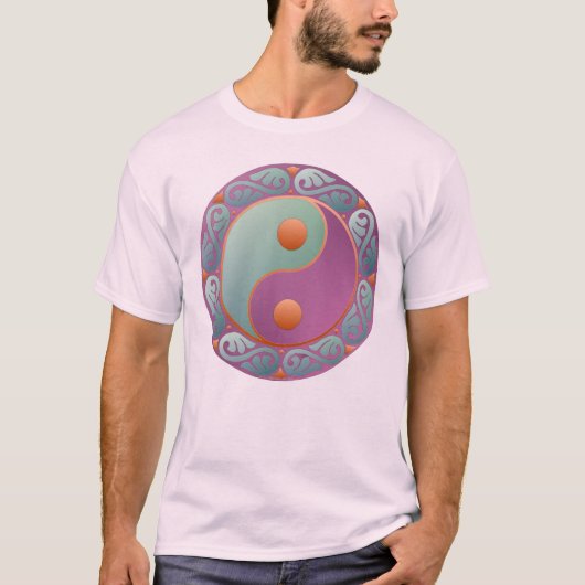 Yin Yang Medallion Violet Turquoise T-shirt (Voorkant)