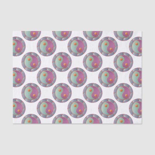 Yin Yang Medallion Violet Turquoise Tissuepapier (Voorkant)