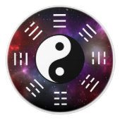 Yin Yang met Bagua Trigram Symbols I-Ching Cerami Keramische Knop (Voorkant)