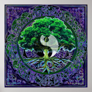 Yin Yang met de boom van het leven Poster