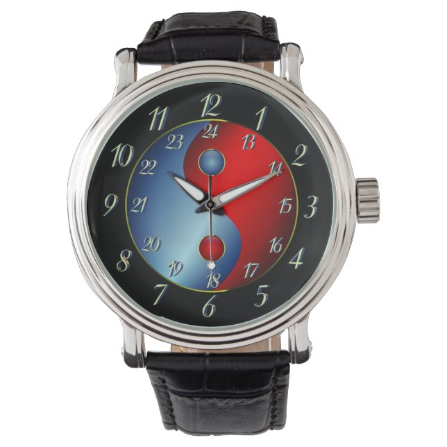 Yin Yang met militaire tijd Horloge (Voorkant)
