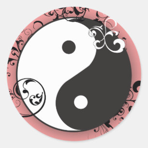 Yin-Yang met scrollen Ronde Sticker