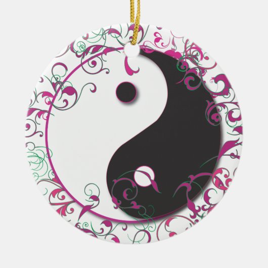 Yin & Yang met scrollers ornament roze (Voorkant)