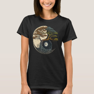 Yin Yang Miniatuur Boom van het Leven op Boeddhist T-shirt