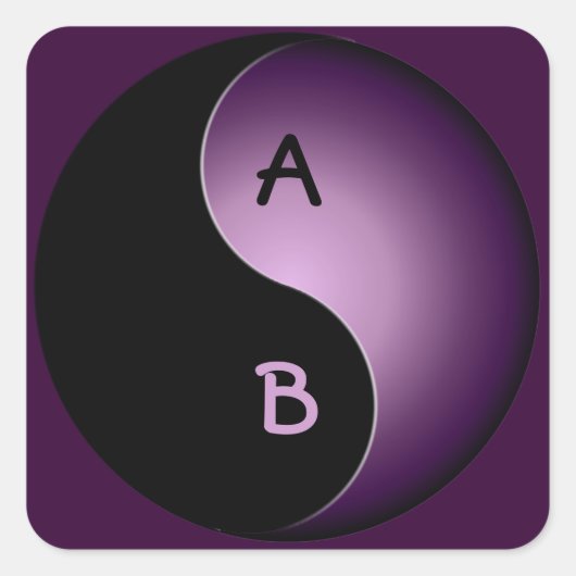 yin yang monogram - paars vierkante sticker (Voorkant)