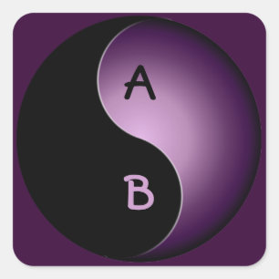yin yang monogram - paars vierkante sticker