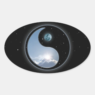 Yin Yang Moon Sun Ovale Sticker