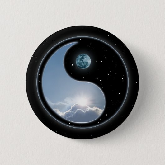 Yin Yang Moon Sun Ronde Button 5,7 Cm (Voorkant)