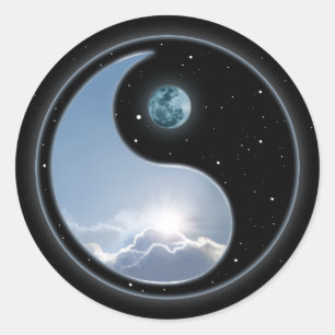 Yin Yang Moon Sun Ronde Sticker