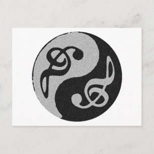 yin yang muzieklevernoot briefkaart