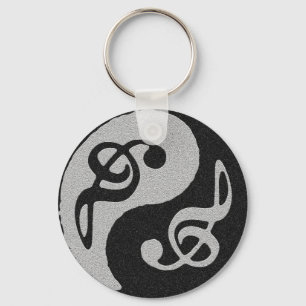 yin yang muzieklevernoot sleutelhanger