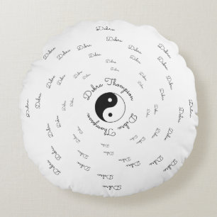Yin Yang - naam gepersonaliseerde circulaire Rond Kussen