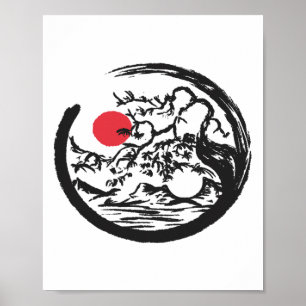 Yin Yang Natuurlijke Bonsai Boom Qi Gong Yoga Tai Poster