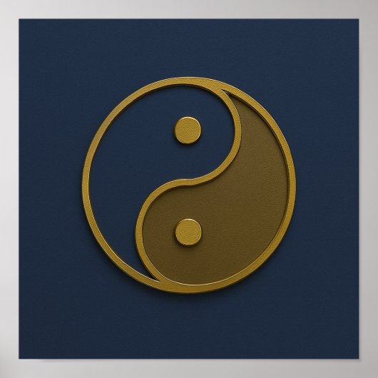 Yin Yang Navy Bronzen Poster (Voorkant)